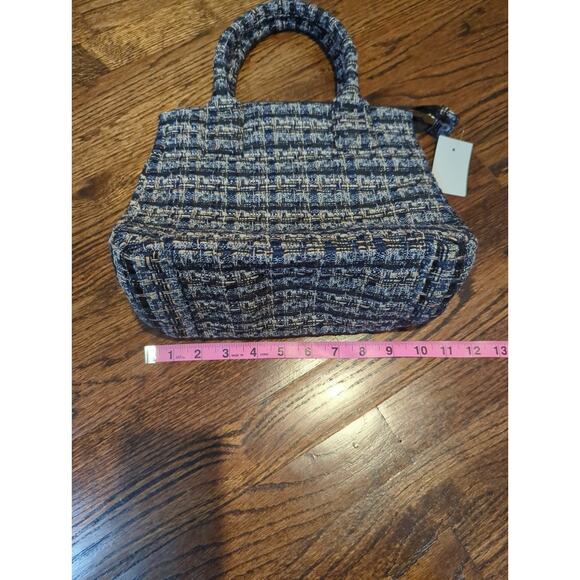 J Crew Blue Black Tweed Bag NWT - Picture 2 of 4